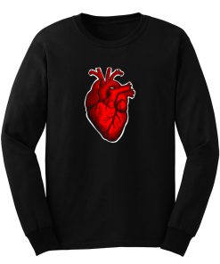 Retro Victorian Etching Style Human Heart Long Sleeve