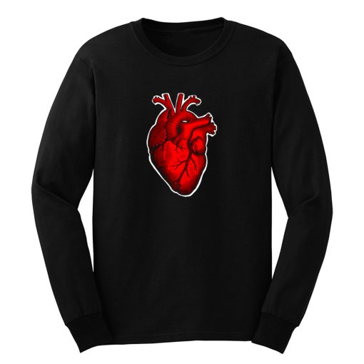 Retro Victorian Etching Style Human Heart Long Sleeve