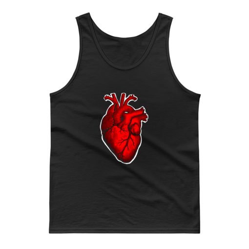 Retro Victorian Etching Style Human Heart Tank Top