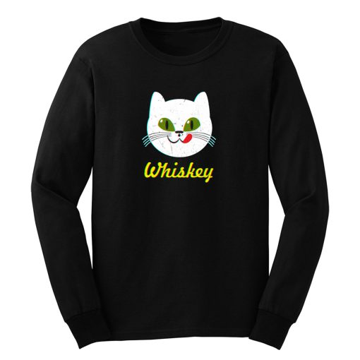 Retro Vintage Whiskey Kitty Cat Long Sleeve