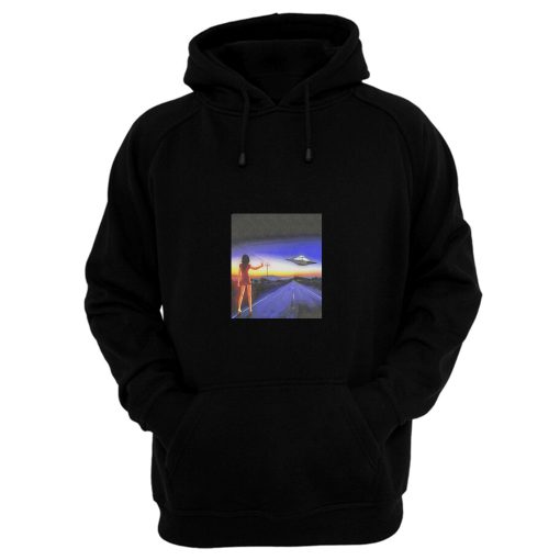 Ufo Alien Abduction Girl On The Highway Hoodie