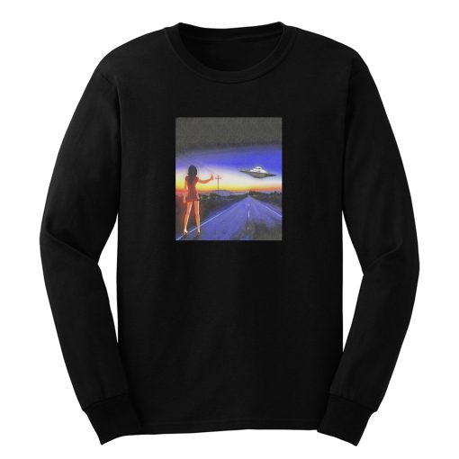 Ufo Alien Abduction Girl On The Highway Long Sleeve