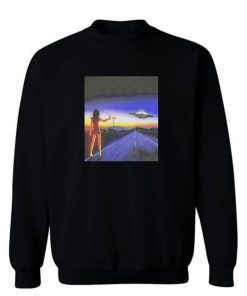 Ufo Alien Abduction Girl On The Highway Sweatshirt