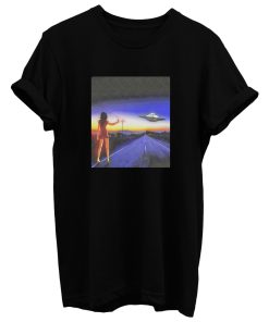 Ufo Alien Abduction Girl On The Highway T Shirt