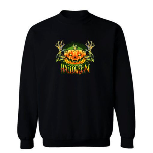 Vampire Bat Halloween Pumpkin Head Sweatshirt