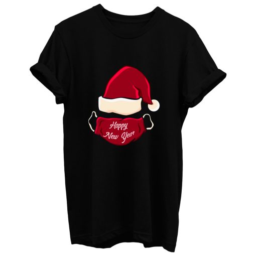 Christmas Santas Hat With Mask Happy New Year T Shirt