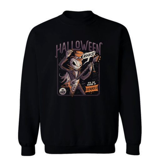 Halloween Rocks Spooky Skellington Rocker Sweatshirt