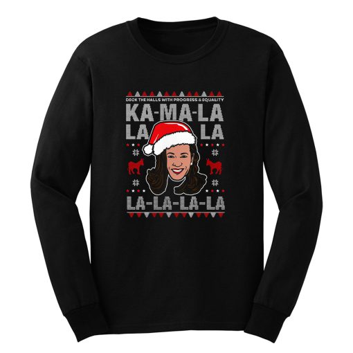 Kamala Harris Deck The Halls Ugly Christmas Long Sleeve