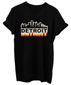 Detroit City Skyline Vintage Retro T Shirt