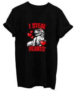 I Steal Hearts Valentines Day Dinosaur T Shirt