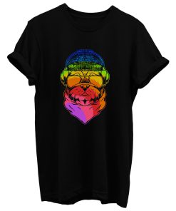 Pug Dog Headphone Colorful Illustration T Shirt