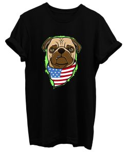 Pug Usa Flag Illustration T Shirt