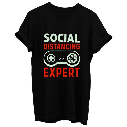 Social Distancing Expert Gaming Vintage Video Gamer T Shirt