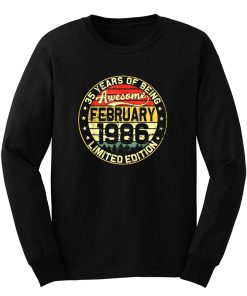35th Birthday Gifts February 1986 35 Years Limited Edition Long Sleeve