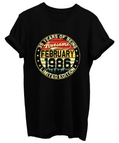 35th Birthday Gifts February 1986 35 Years Limited Edition T Shirt