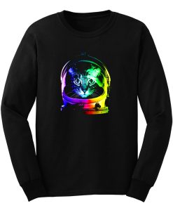 Astronaut Funny Cat In Space Colorful Long Sleeve