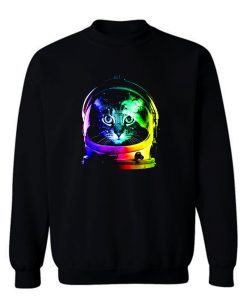 Astronaut Funny Cat In Space Colorful Sweatshirt