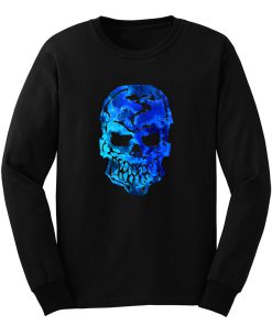Blue Ocean Human Skull Long Sleeve