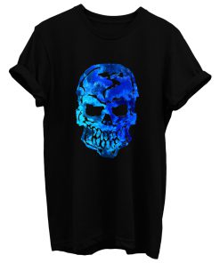 Blue Ocean Human Skull T Shirt