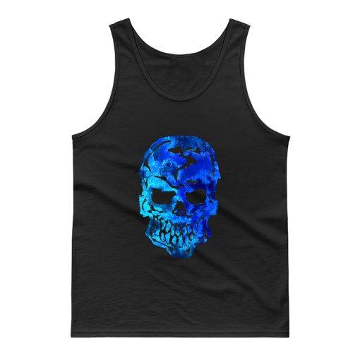 Blue Ocean Human Skull Tank Top