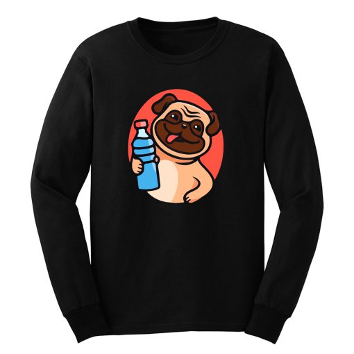 Cute Pug With Water Logo Puppy Long Sleeve
