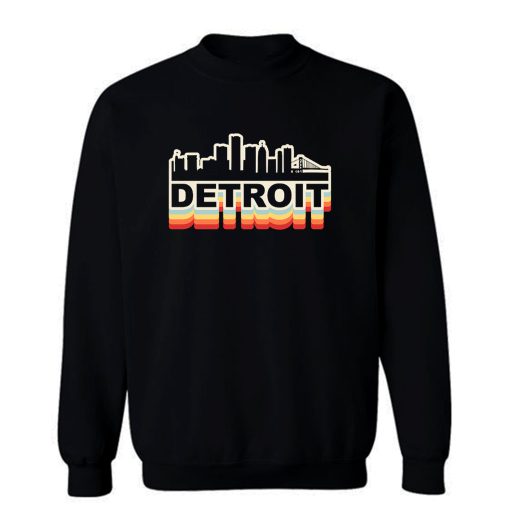 Detroit City Skyline Vintage Retro Sweatshirt