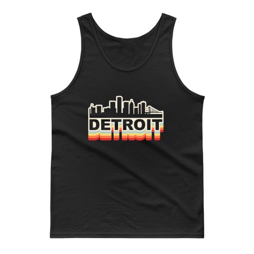 Detroit City Skyline Vintage Retro Tank Top