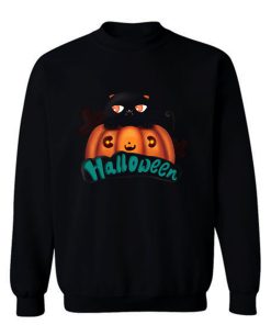 Halloween Black Cat Cute Pumpkin Sweatshirt
