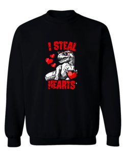 I Steal Hearts Valentines Day Dinosaur Sweatshirt