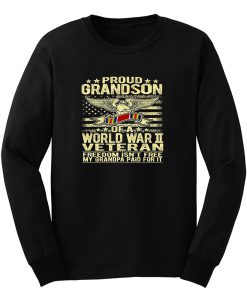 Proud Grandson Of A World War Ii Veteran Family Military Old Staff Long Sleeve