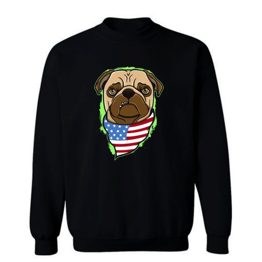 Pug Usa Flag Illustration Sweatshirt