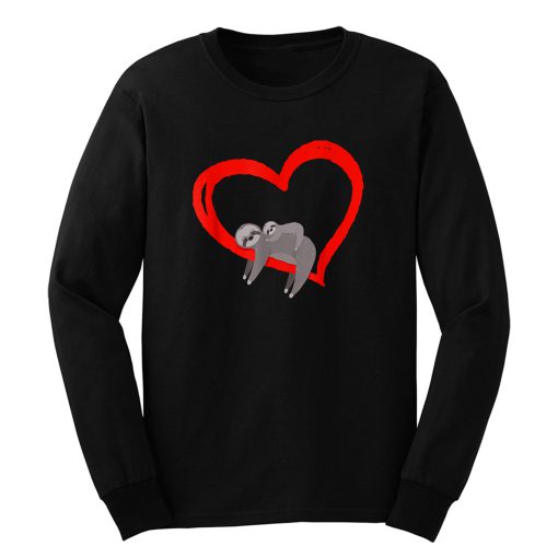 Sloth Valentines Day Womens Sloths Valentine Heart Long Sleeve