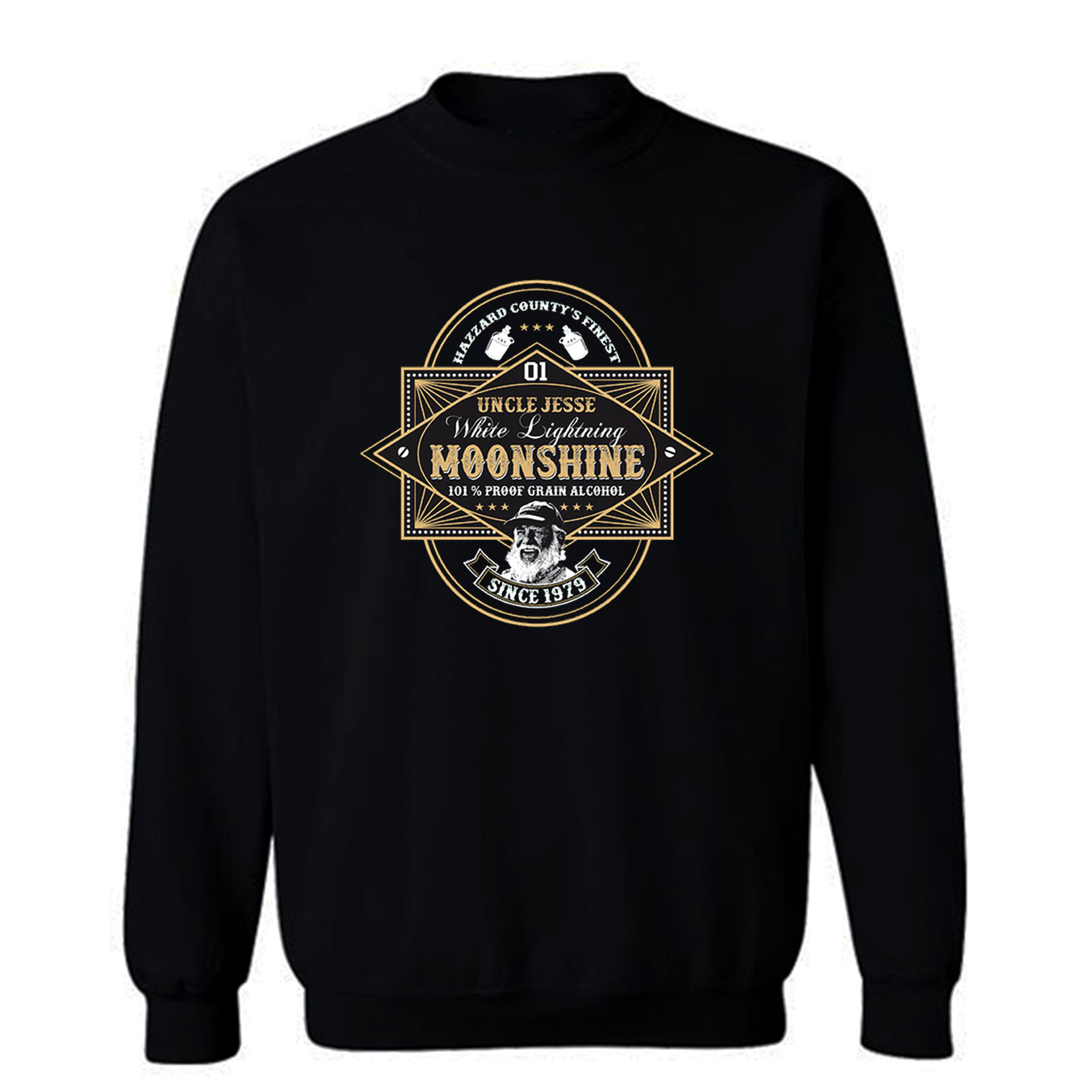Uncle Jesse White Lightning Moonshine Label Sweatshirt | PUTSHIRT.COM