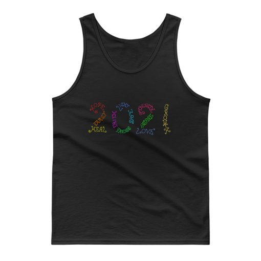 Year 2021 Rainbow Inspirational Words Tank Top