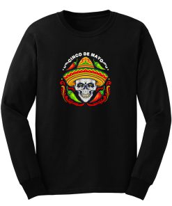 Cinco De Mayo Mexican Skull With Hat Long Sleeve