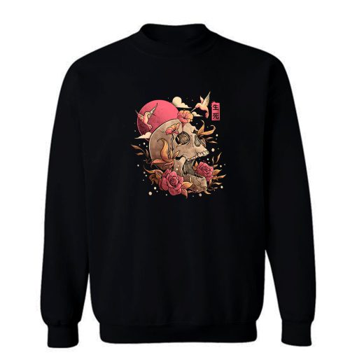 Life And Death Skull Flowers Sweatshirt