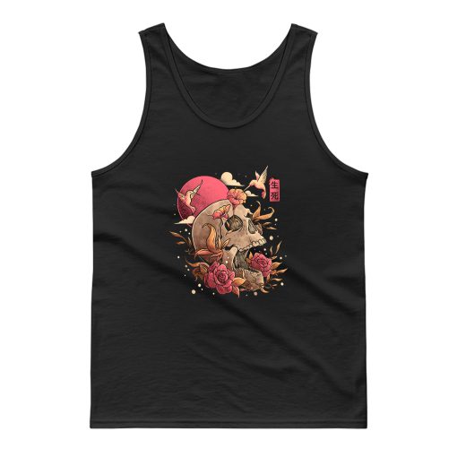 Life And Death Skull Flowers Tank Top