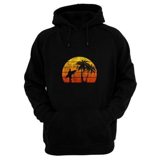 Man Surf Surfing Beach Palm Tree Sunset Hoodie