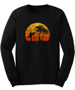 Man Surf Surfing Beach Palm Tree Sunset Long Sleeve