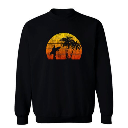 Man Surf Surfing Beach Palm Tree Sunset Sweatshirt