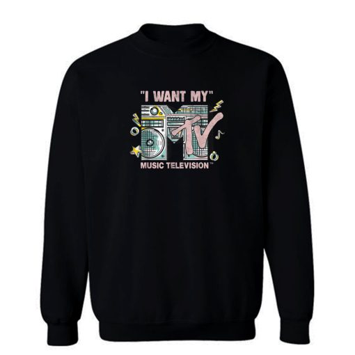 Mtv I Want My Retro Boombox Graphic Sweatshirt