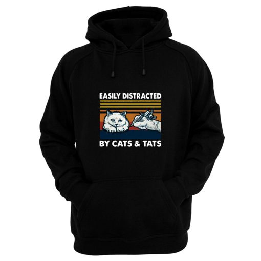 Cats By Mens Distracted Easily And Tats Tattooist Hoodie
