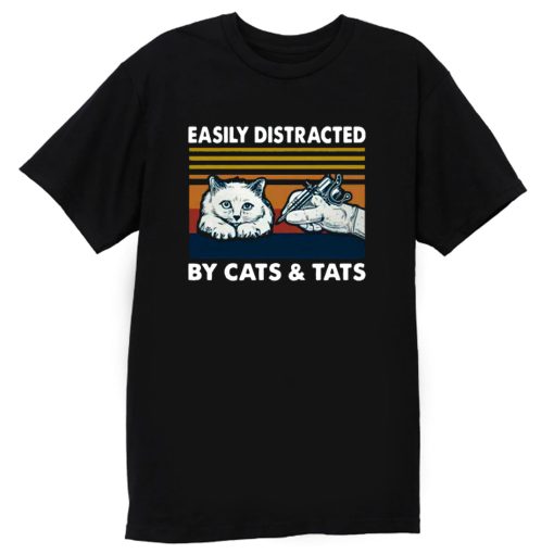 Cats By Mens Distracted Easily And Tats Tattooist T Shirt
